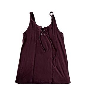 ◻️AMERICAN EAGLE: Women’s size S, maroon sleeveless top w/criss cross tie◻️